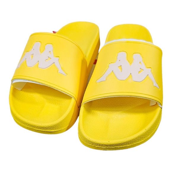 Kappa Authentic Adam 2 Yellow Yolk White Antique Youth Unisex SZ USA 5 SLIDES - Picture 2 of 6